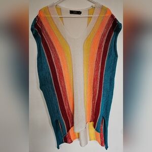 Lucky & Blessed Colorful V-Neck Sleeves Sweater Tunic Cover up